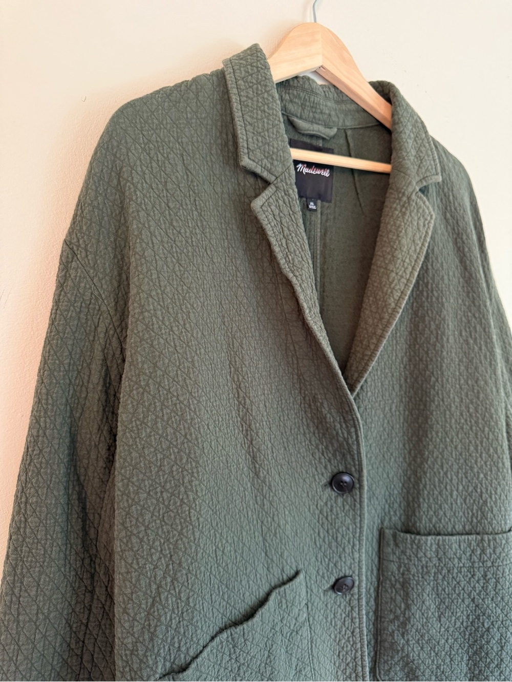 Madewell Diamond Jacquard Blazer Relaxed Green Quilted Jacket XL - Picture 3 of 9
